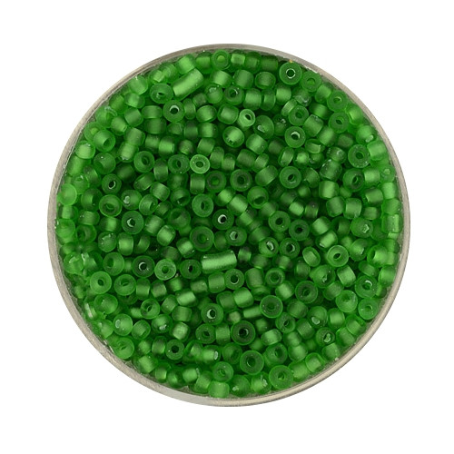 Rocailles aus China, 17gr. Dose, 2,6mm,grün matt