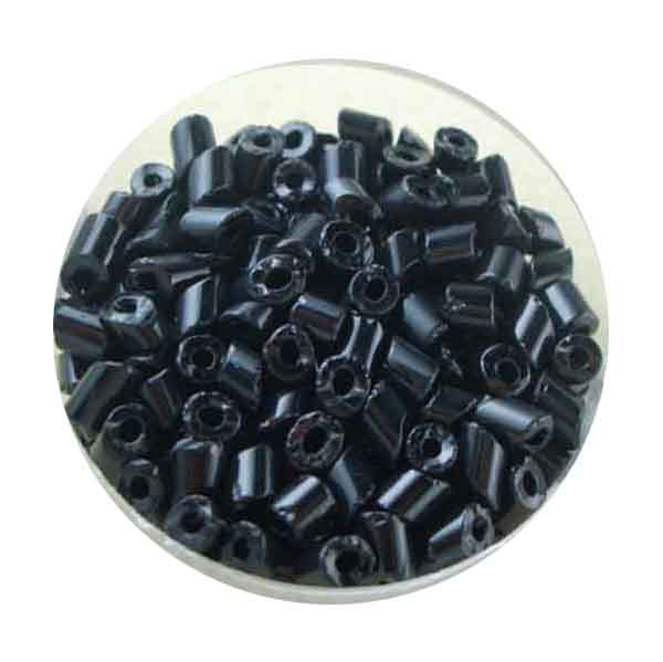 Glasperlen Cremette, opak glänzend, 4-6 mm, schwarz