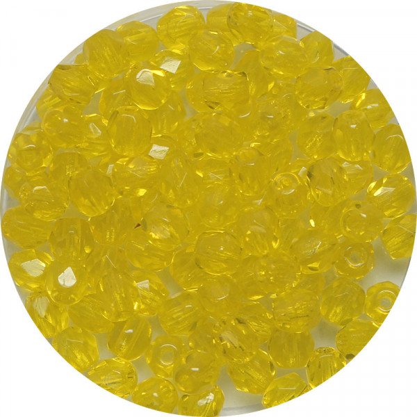 Glasschliffperlen, feuerpoliert, 4 mm, transp. gelb