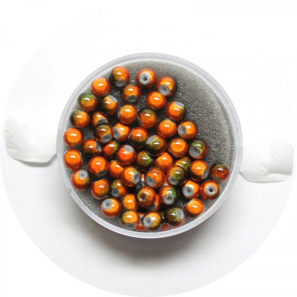 Miracle-Beads Glasperlen, 50 Stck., 4mm, orange-oliv
