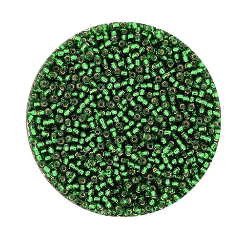Miyuki-Beads,15/0 (1,5mm),silverlined dark green