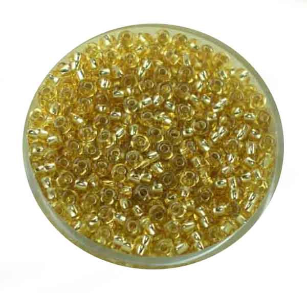 Rocailles, Goldeinzug, 3,1 mm, 17gr. Dose, kristall