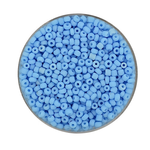 Rocailles aus China, 17gr. Dose, 2,6mm,hellblau matt