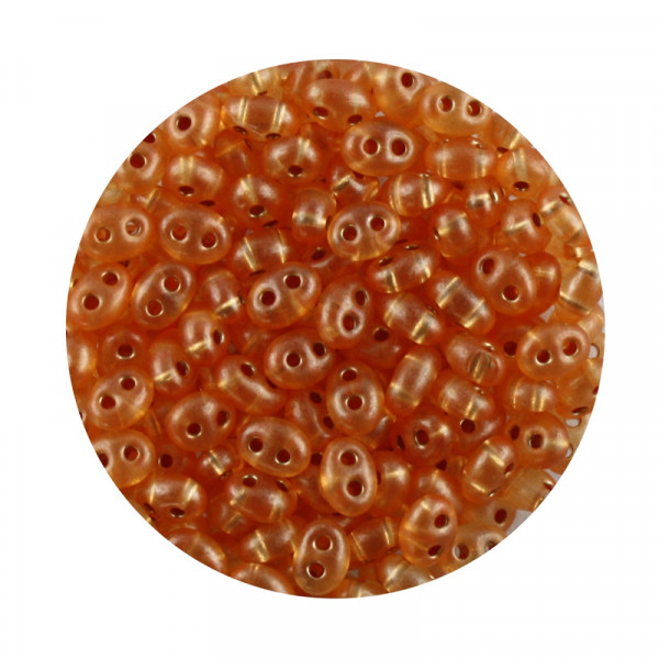 Twin Beads, 2-loch Glasperlen, 2,5 x 5 mm, 12gr. Dose, orange