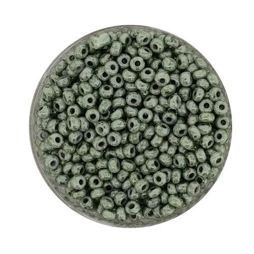 Rocailles, Marmor, 2,6mm, 10gr. Dose, marmor-grün