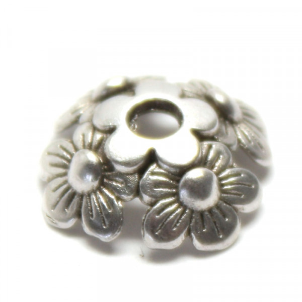 Metallperle, Perlkappe, Blumen, 13 mm, silberfarben