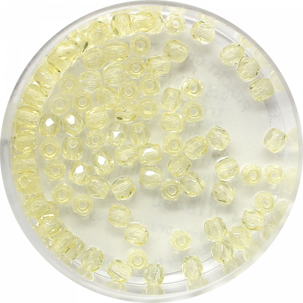 Glasschliffperlen Feuerpoliert, 3 mm, transp. gelb