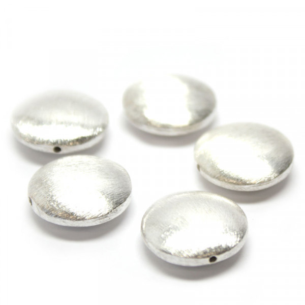 Wisilva Perlen, Taler, versilbert, gebürstet, 18x7 mm, 5 Stück