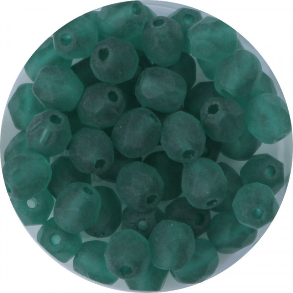 Glasschliffperlen, feuerpoliert, 6 mm, matt emerald