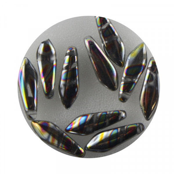 Dagger-Beads, 10 Stück pro Dose, 16x5mm,kristall bunt