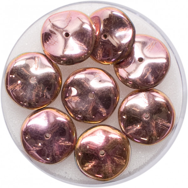 Ripple Beads, 12 mm, 8 Stück, rosa bedampft