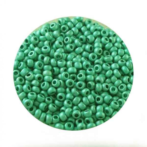 Metallicrocailles, matt, 2,6mm, 17gr. Dose, grün