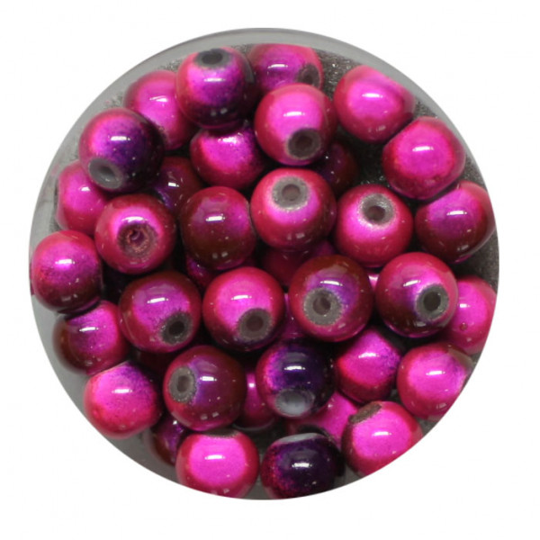 Miracle-Beads Glasperlen, 40 Stck., 6mm, rosa-schwarz