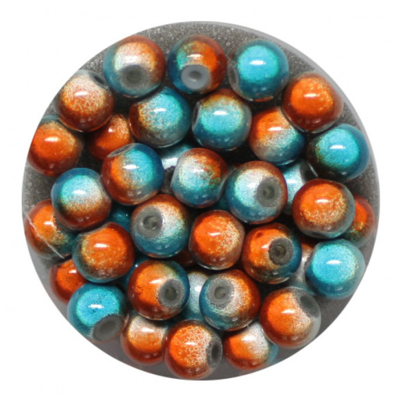 Miracle-Beads Glasperlen, 40 Stck., 6mm, orange-türkis