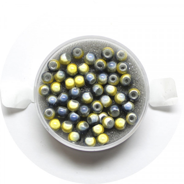 Miracle-Beads Glasperlen, 50 Stck., 4mm, gelb-grau