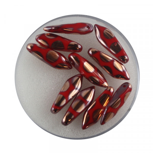 Dagger-Beads, 10 Stück pro Dose, 16x5mm,rot kupfer