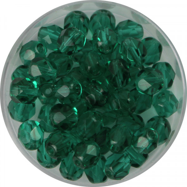 Glasschliffperlen, feuerpoliert, 6 mm, transparent grün