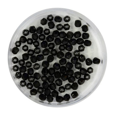 Glasschliffperlen Feuerpoliert, 3 mm, schwarz
