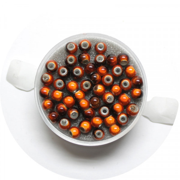 Miracle-Beads Glasperlen, 50 Stck., 4mm, braun-orange