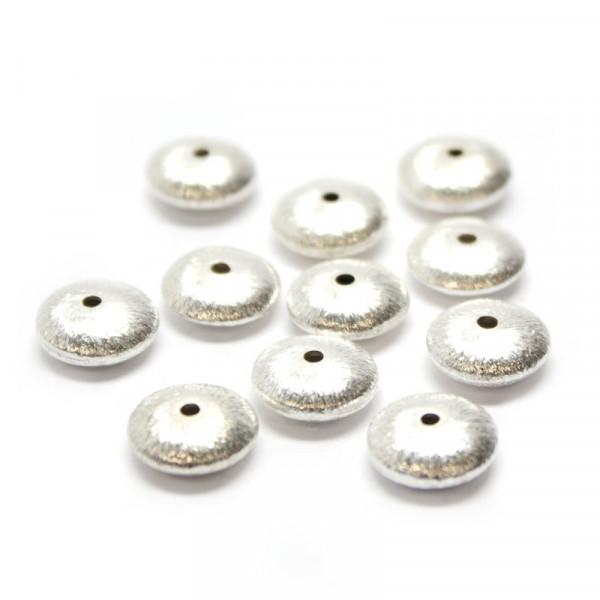 Wisilva Perlen, Linsen, versilbert, gebürstet, 12x5 mm, 15 Stück