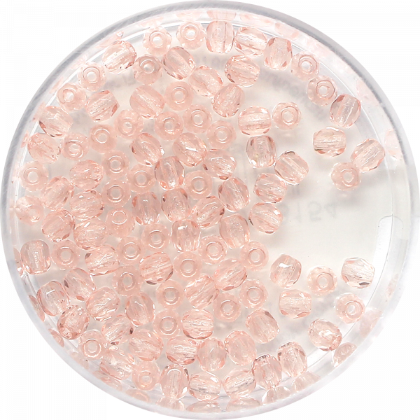 Glasschliffperlen Feuerpoliert, 3 mm, transp. rosa