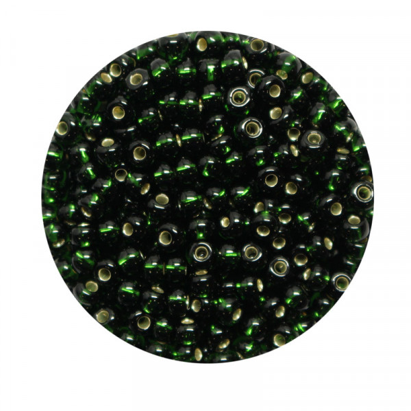 Rocailles, silbereinzug, 3,5mm, 17gr. Dose, tannengrün