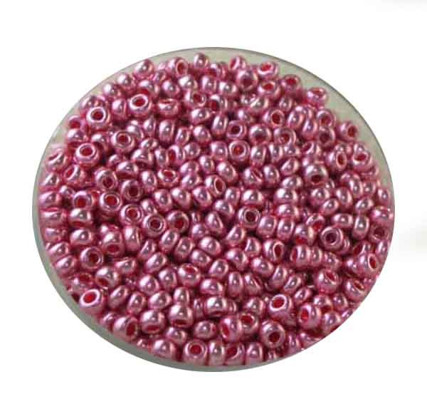 Metallicrocailles, glänzend, 2,6mm, 17gr. Dose, rosa