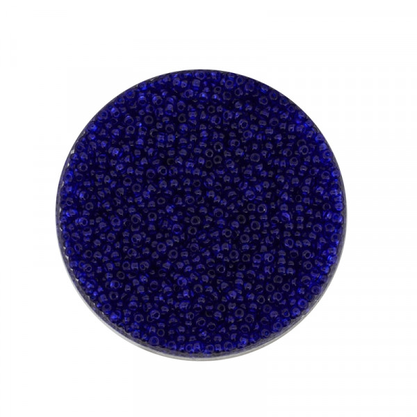 Mini-Rocailles, transparent glänzend, 1,0mm, 10gr.Ds., dkl.blau