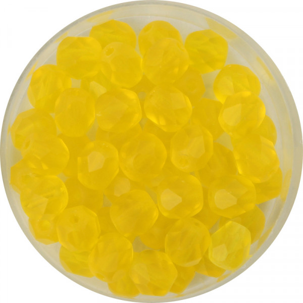 Glasschliffperlen, feuerpoliert, 6 mm, matt gelb