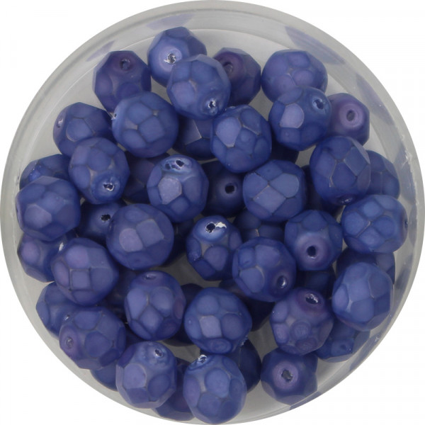 Glasschliffperlen, feuerpoliert, 6 mm, opal matt dunkelblau