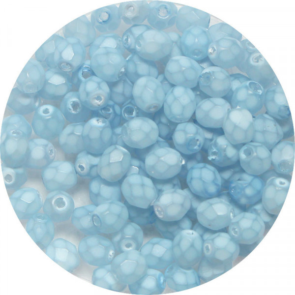 Glasschliffperlen, feuerpoliert, 4 mm, opal matt blau