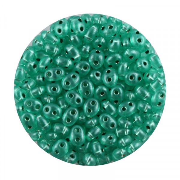 Twin Beads, 2-loch Glasperlen, 2,5 x 5 mm, 12gr. Dose, grün