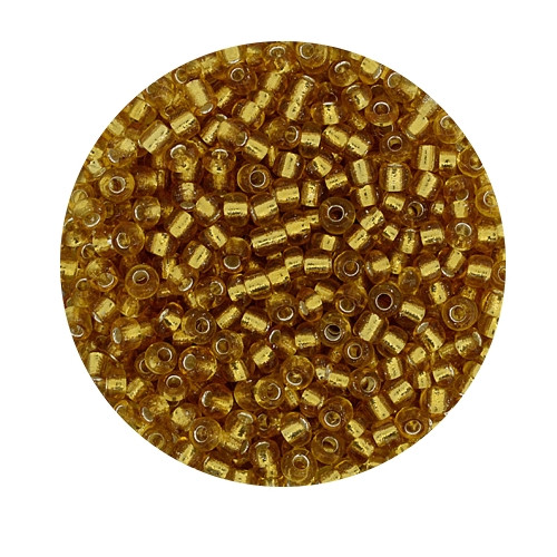 Rocailles aus China, 17gr. Dose, 2,6mm,topas silbereinzug