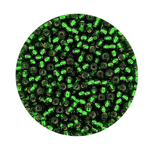Rocailles, silbereinzug, 2,6mm, 17gr. Dose, grün-2