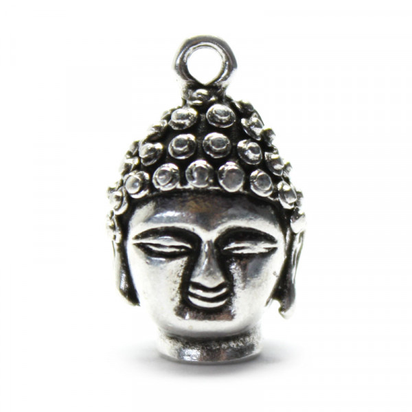 Metallanhänger, Buddha, 15 x 24 mm, silberfarben