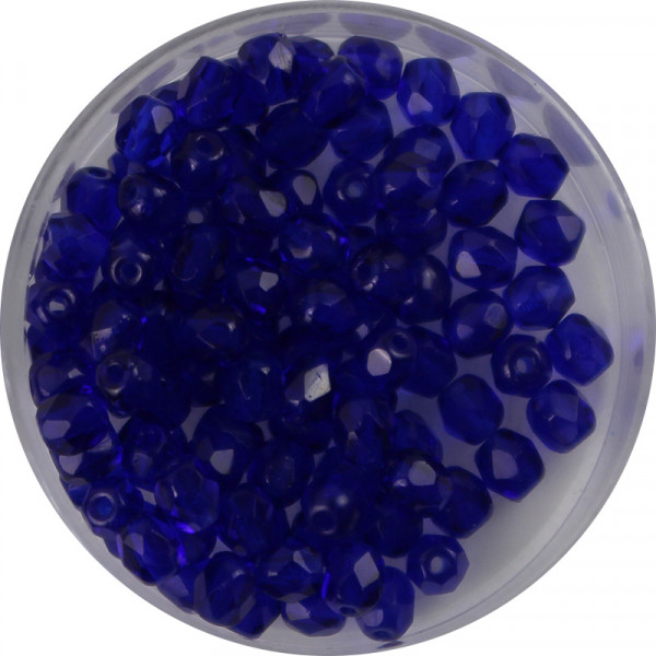 Glasschliffperlen, feuerpoliert, 4 mm, transp. azurblau