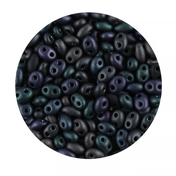 Twin Beads, 2-loch Glasperlen, 2,5 x 5 mm, 12gr. Dose, matt mix