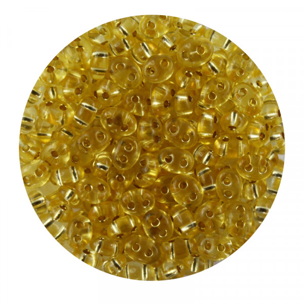 Twin Beads, 2-loch Glasperlen, 2,5 x 5 mm, 12gr. Dose,light topa