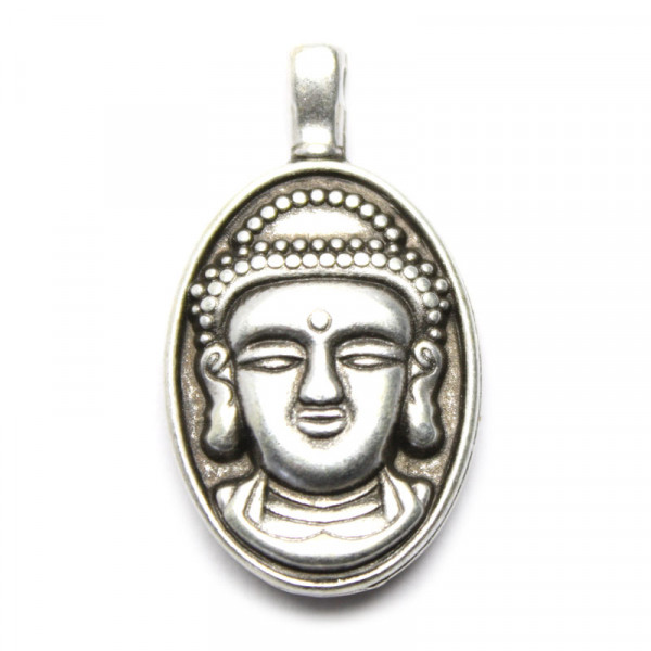Metallanhänger, Buddha, 18 x 32 mm, silberfarben