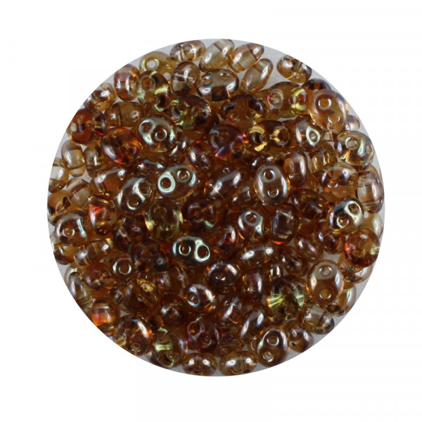 Twin Beads, 2-loch Glasperlen,2,5x5mm, 8gr. Dose,topas AB
