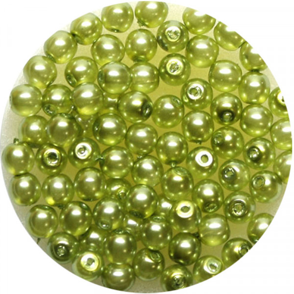 Crystal Pearl Renaissance, 4mm, 75 Stück, hell oliv
