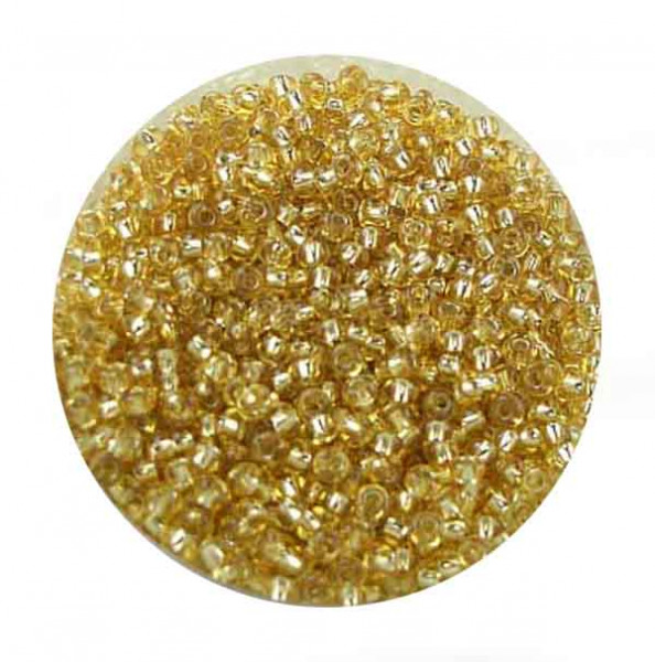 Rocailles, Goldeinzug, 2,3 mm, 17gr. Dose, kristall
