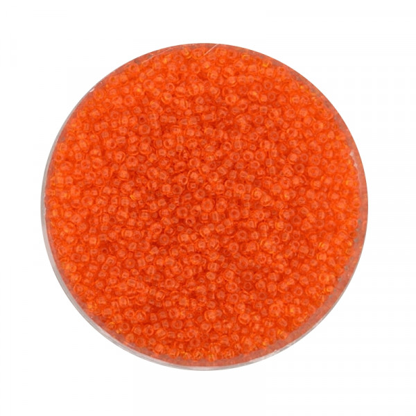 Mini-Rocailles, transparent glänzend, 1,0mm, 10gr. Dose, orange