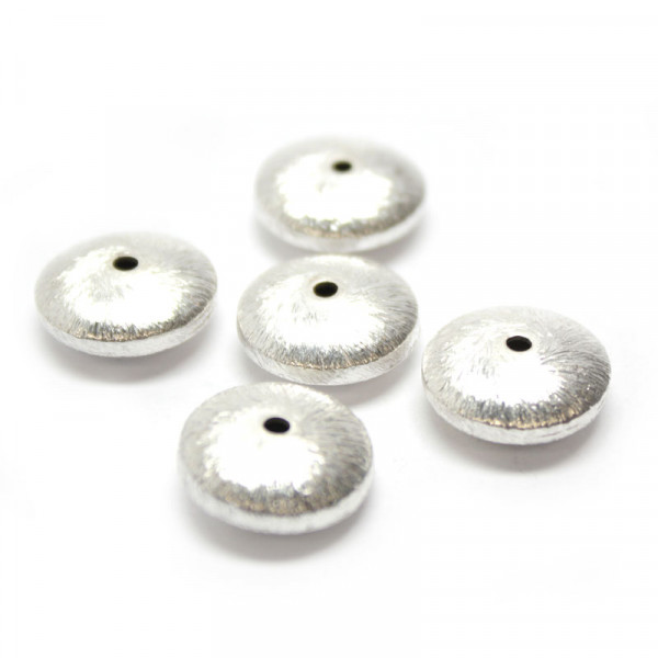 Wisilva Perlen, Linsen, versilbert, gebürstet, 14x6 mm, 4 Stück