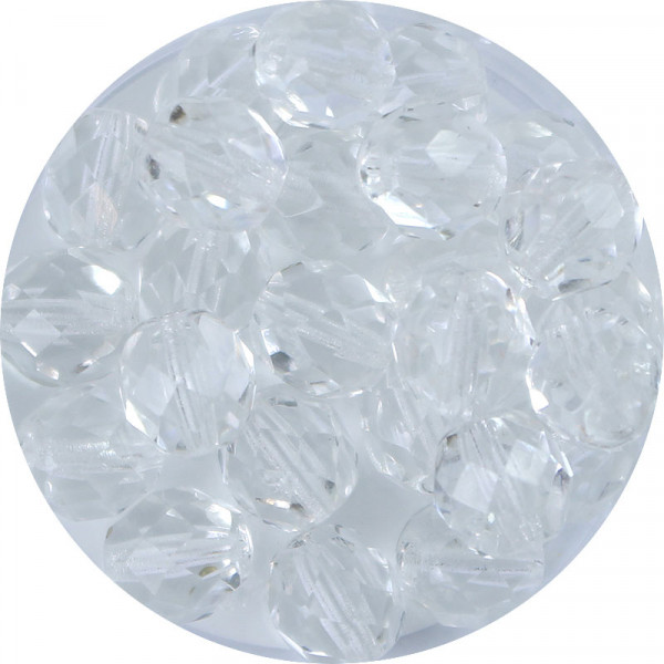 Glasschliffperlen, feuerpoliert, 8 mm, transp. kristall