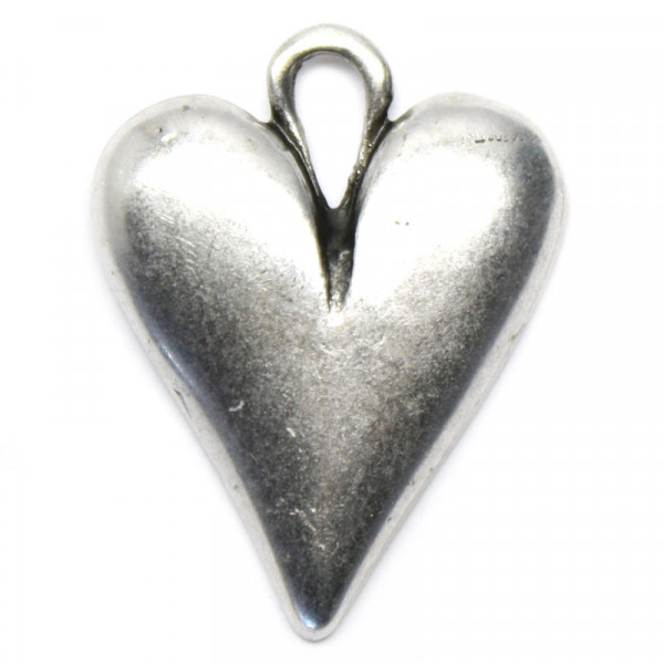 Metallanhänger, großes Herz, 29 x 38 mm, silberfarben