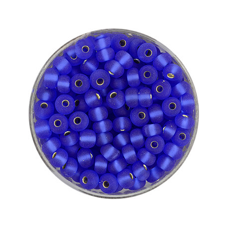 Rocailles, silbereinzug matt, 4,5mm, 17gr. Dose, dkl.blau