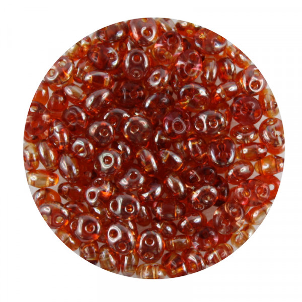 Twin Beads, 2-loch Glasperlen,2,5x5mm, 8gr. Dose,apricot AB