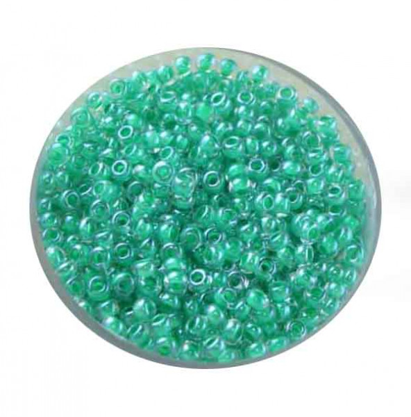 Rocailles, Farbeinzug glänzend, 2,6mm, 17gr. Dose, grün