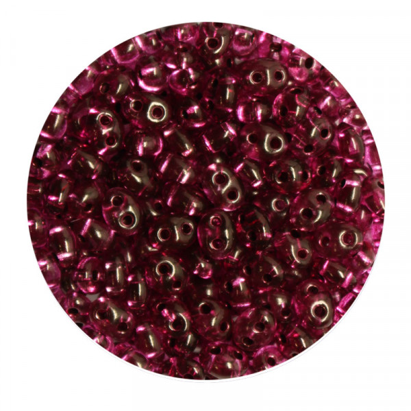 Twin Beads, 2-loch Glasperlen, 2,5 x 5 mm, 12gr. Dose, fuchsia